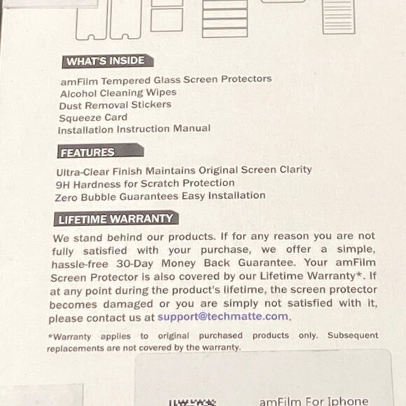 amFilm Tempered Glass Screen Protector For iPhone 8/7/6S/6 2-Pack Ultra Clear Bu - Picture 5 of 7